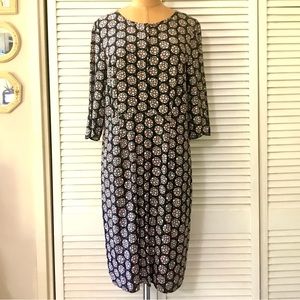 Boden Dress Womens size 6 Black Gray Pink Polka Dot Stars 3/4 Sleeve Shift